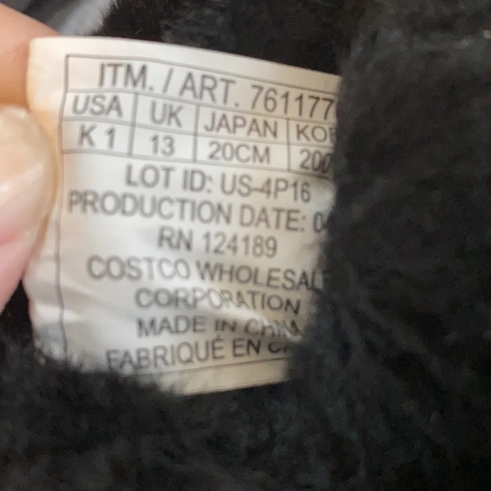 Kids Costco Faux Fur Boots size K1 Black